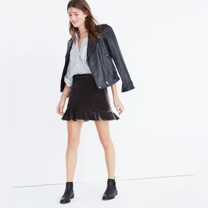 Madewell Velvet Ruffle-Edge Skirt